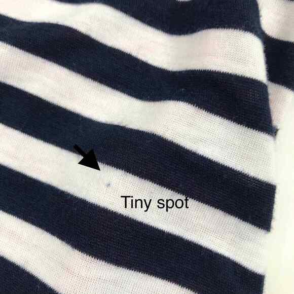 Womens Small Nautical Stripe Top Blue White Blouse Tie‎ Sheer Red Back - Picture 3 of 7